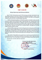 Thư cảm ơn của Ban Tổ chức Hội thảo khoa học quốc tế: “Đổi mới sáng tạo, hội nhập và phát triển bền vững” (CIISD)