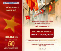 Thông báo nghỉ lễ ngày giải phóng miền nam 30/4 và ngày quốc tế lao động 1/5